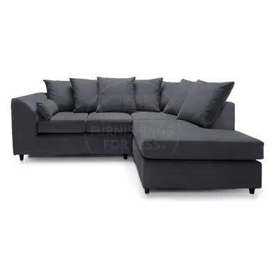 (Black, Right Hand Corner) Casper Chenille Fabric Corner Sofa Range