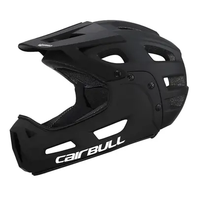 (black) Full Face Bike Helmet Adult Cycling Helmet with Detachable Chin Guard and Visor for Moun