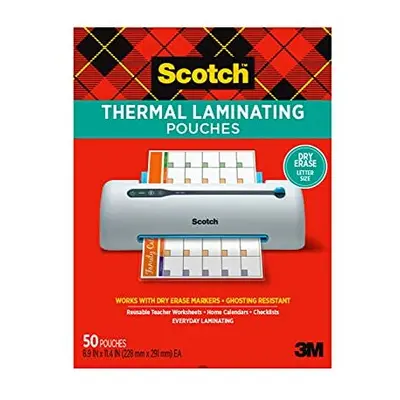 Dry Erase Thermal Laminating Pouches, 50-Pack, Works with Dry Erase Markers, Reuseable Worksheet