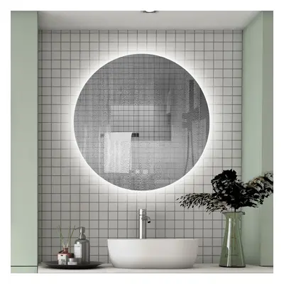 (500*500mm) Round Dimming 3Colors LED Bathroom Mirror,Anti-fog