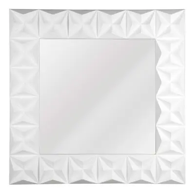 3D Effect Wall Mirror with White High Gloss, Easy to Clean Bedroom Mirror, High-quality Bathroom