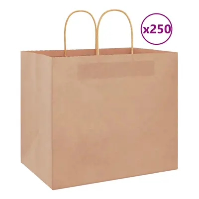 (brown, x x cm) vidaXL Paper Bags pcs with Handles Brown 21x11x36 cm Paper Grocery Bag