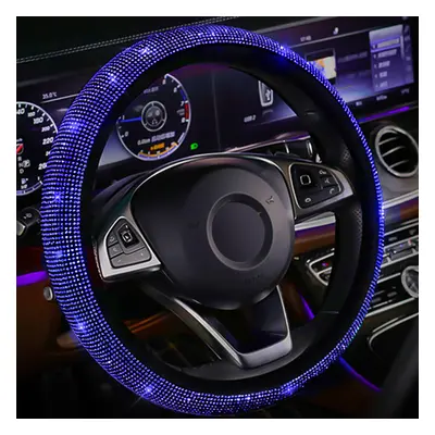 Universal Car Steering Wheel Cover Sparkle Luxury Bling Bling Fashion Diamond Blue Car Accessori