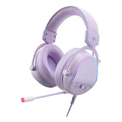 (Purple) Wired Gaming Headset Virtual 7.1 Channel 50MM Sound Unit RGB Backlit Headphone with Adj