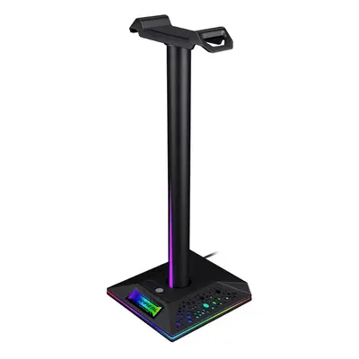 Gaming Headset Stand Dual USB Port 3.5mm Audio Port RGB Touch Control Removable Headphone Stand 