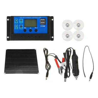 (90A) 30-90A Solar Panel Kit Dual USB Port Battery Charger LCD Controller With 4Pcs Suckers