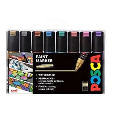 POSCA PC-8K Water Based Permanent Marker Metallic Paint Pens. Premium Broad 8mm Chisel Tip for A