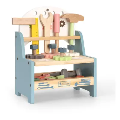 ROBUD Mini Wooden Play Tool Workbench Set for Kids Toddlers - Construction Toys Gift for Months 