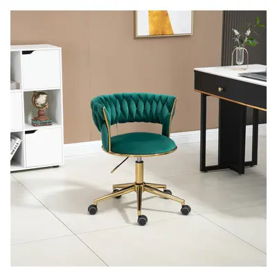 (Emerald, 360Â° Swivel & Height Adjustable Task Chairs) Velvet Office Desk Chair with Hand Woven