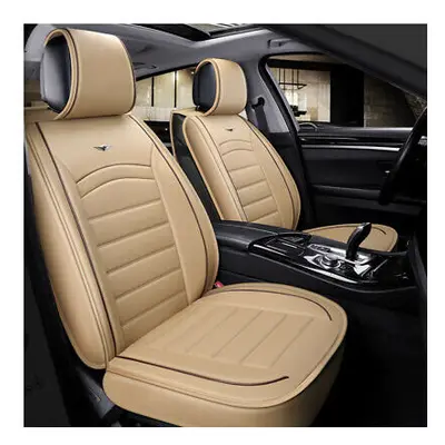 Deluxe Beige U Leather Front Seat Covers Padded For Jaguar XF XJ E-Pace F-Pace