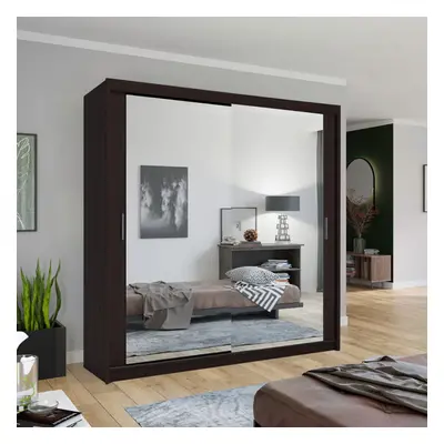 (Wenge, 203cm) Chicago Double Mirror Sliding Door Wardrobe