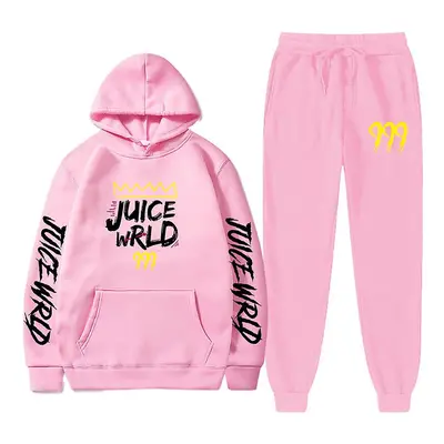 (S, pink 1) New Juice World Hoodie Suit Sweatshirt + Jogging Pants Juice Wrld Juice Wrld Juice W