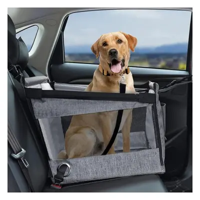 (grey) Pet Car Seat Stable Carriers Dog Accessories Safe Portable Puppy Travel Baskets Mesh Prot