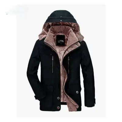 (black, L) Good Quality Male Fit Winter Coats Multi-pocket Cargo Jackets Men Long Winter Coats D