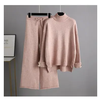 (pink, OneSize) Autumn Winter Knitted Suits Women&apos;s Half Turtleneck Thickened Oversized Swe