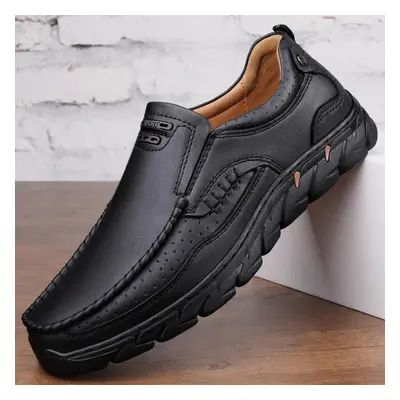 (black, 43) Men&apos;s Leather Shoes Outdoor Casual Shoes Non-slip Soft-soled Leather Shoes