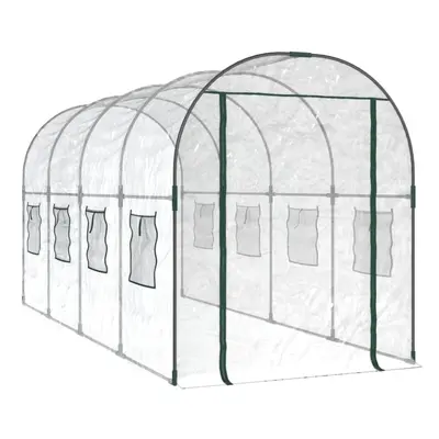 vidaXL Greenhouse Transparent PVC&Powder-coated Steel Outdoor Patio Greenhouse