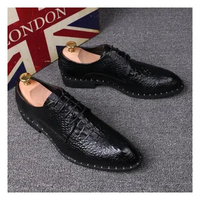 (black, Size40) Men&apos;s Dress Leather Shoes Lace-up Wedding Party Shoes Mens Crocodile Busine