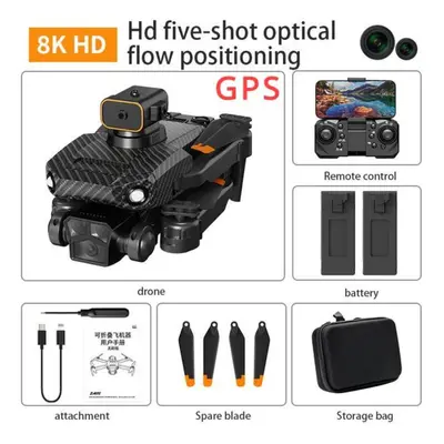 (Carbon 8K-GPS-2B) New P8 Pro Drone Obstacle Avoidance 4k Esc Dual Hd Camera Wifi Fpv Brushless 