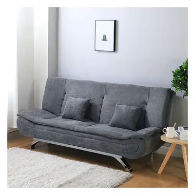 Linen Fabric 2-Seat Convertible Sofa Bed with Pillows