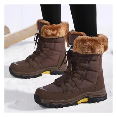 (brown, 38) Tuinanle Winter Snow Boots Super Warm Women Hiking Boots High Quality Men&apos;s Boo