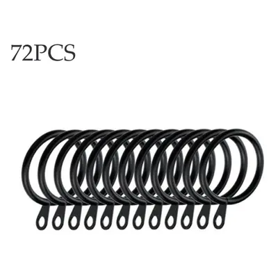 (black, 72PCS) Home Practical Metal Heavy Duty For Curtains Rods Hanging Hooks Roman Circle Curt