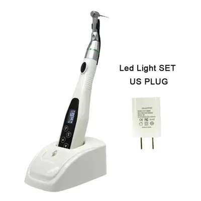 (white, US Plug) Dental Wireless Endo Motor Smart With Led Lamp 16:1 Standard Contra Angle Low S