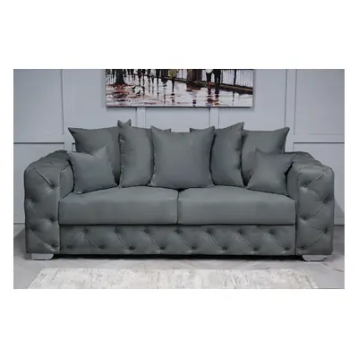 (Steel Velvet, 3+2 Seater Sofa) Snooze Velvet Ashton Scatter Back and Seater Sofa Sets, Corner S