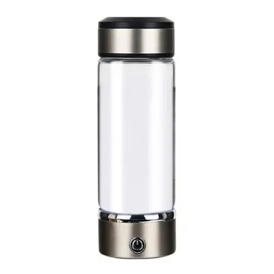 (silver) 420ml Hydrogen Water Ionizer Cup Portable Rechargeable Rapid Electrolysis Hydrogen-rich