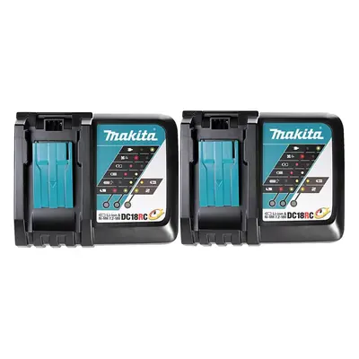 2x Makita DC18RC 18v 22min Intelligent FAST Lithium Battery Charger Black