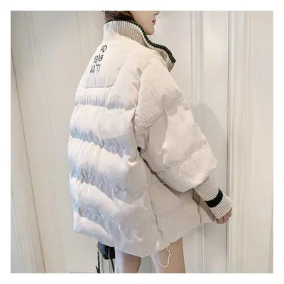 (beige, M) Women Winter Jacket Snow Coat Female Turtled Collar Oversize Women Thick Jacket Overc