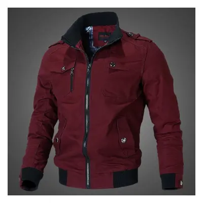 (red, 5XL) Spring And Autumn Men&apos;s Casual Jacket Stand Collar Jacket Men Workwear Jacket Co