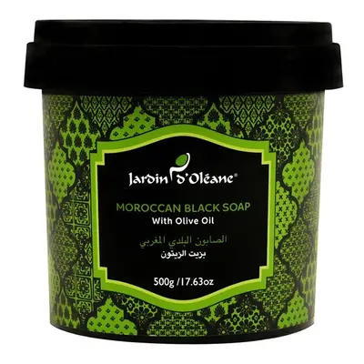 JARDIN D OLEANE Moroccan Black Soap With Olive Oil 500g |Natural Exfoliating & Moisturizing Soap