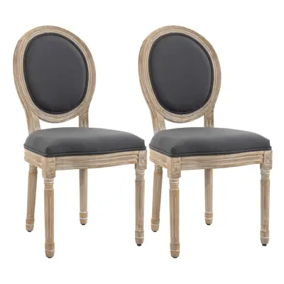 HOMCOM French-Style Dining Chairs Set of with Linen Upholstery, Grey