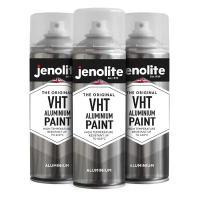 (3) JENOLITE VHT Paint Aerosol Spray - Aluminium - Matt Silver - Very High Temperature Paint Hea