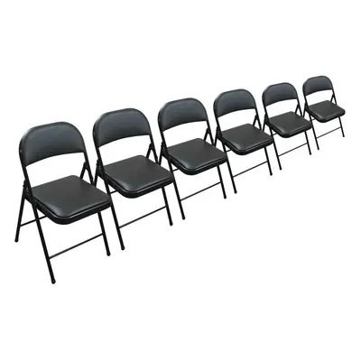 (Set of Chairs) Folding Black Faux Leather Chair Event Guest Seat