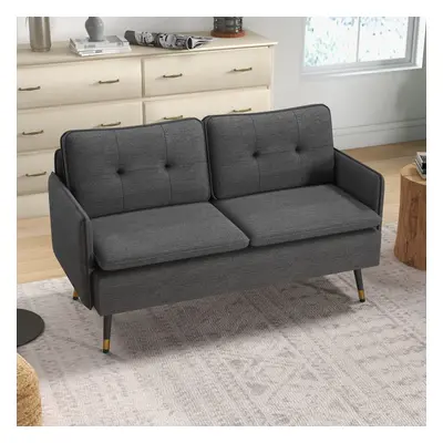 HOMCOM Modern Upholstered Two Seater Sofa for Bedroom Living Room Dark Grey