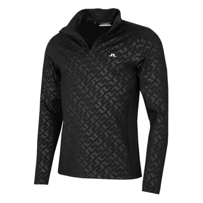 (XXL, Bias Bridge Black) J.Lindeberg Mens Luke Deboss Mid Layer 1/4 Zip Soft Golf Sweater