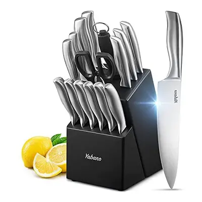 Knife Set, Piece Kitchen Knifes Set with Block Wooden, German High-Carbon Stainless Steel Chef K