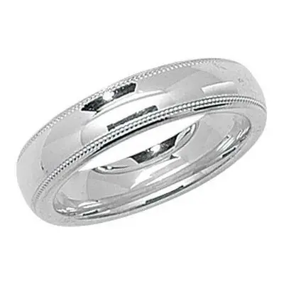 (N) Millgrain Wedding Ring Solid Sterling Silver 5mm Band Size - Z