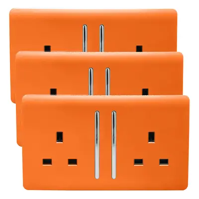 Trendi Gang Modern Amp Switched Plug Socket Orange (3 Pack)