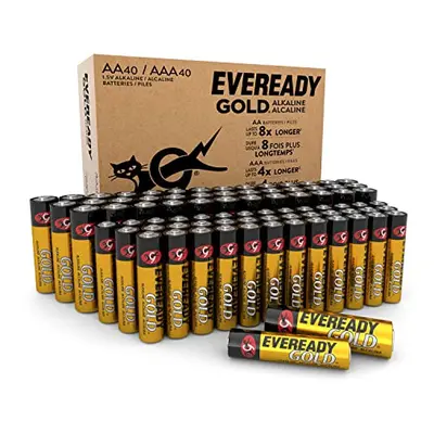 Gold Alkaline AA+AAA Batteries, (80 Pack) Combo Pack