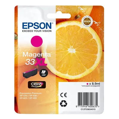 Epson 33XL Magenta Oranges High Yield, Genuine, Claria Premium Ink, Amazon Dash Replenishment Re