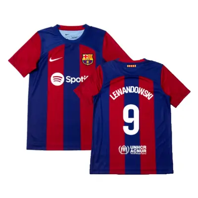 (XLB) Barcelona Home Shirt (Kids) (Lewandowski 9)