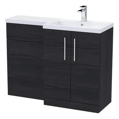 Furniture Combination Vanity Basin and WC Unit Right Hand - 1100mm x 390mm - Charcoal Black