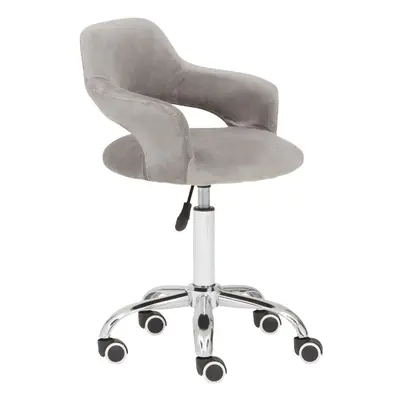 Premier Housewares Grey Velvet Home Office Chair with Curved Back