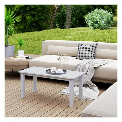 Outsunny HDPE Rectangle Garden Coffee Table, Slatted Outdoor Table, White