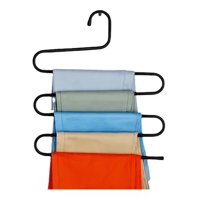 (Black) Type Pants Trousers Hanger Multi Layers Stainless Steel Clothing Towel Storage Rack Clos