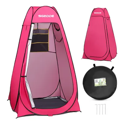 (Pink) Privacy Shower Tent Single Camping Tent Toilet Changing Room Rain Shelter Hiking Beach