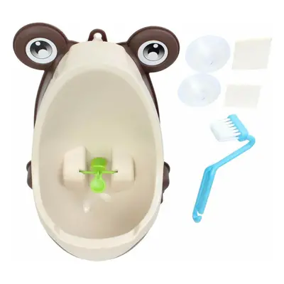 (Coffee) Lovely Frog Brush Cleaning Children Potty Toilet Training Kids Urinal Kid Boy Pee Remov